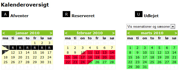 Sommerhus kalender